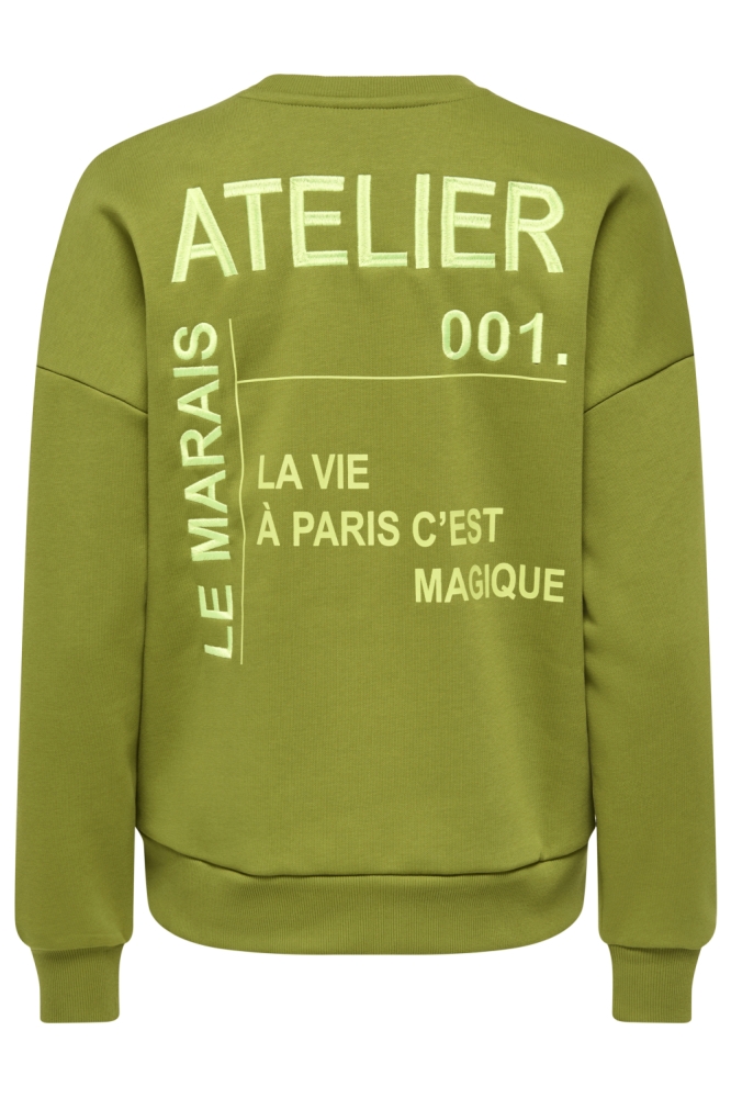 Only groene dames sweater | Achteraanzicht