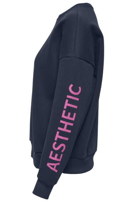 Only blauwe dames sweater | Model zijaanzicht
