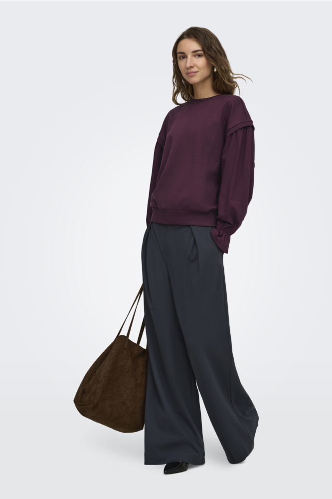 Only bordeaux dames sweater | Model vooraanzicht