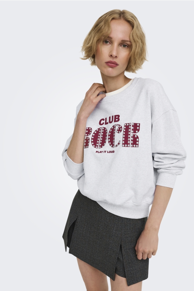 Only grijze dames sweater | Model vooraanzicht