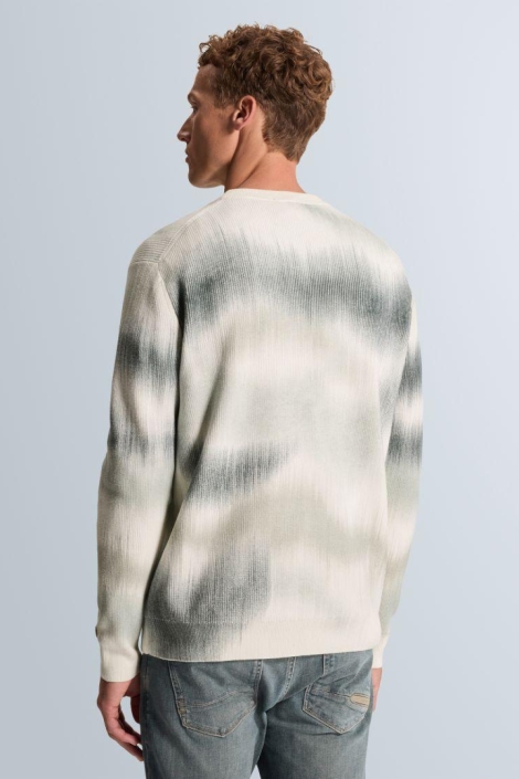 Cast Iron beige heren trui | Model achteraanzicht