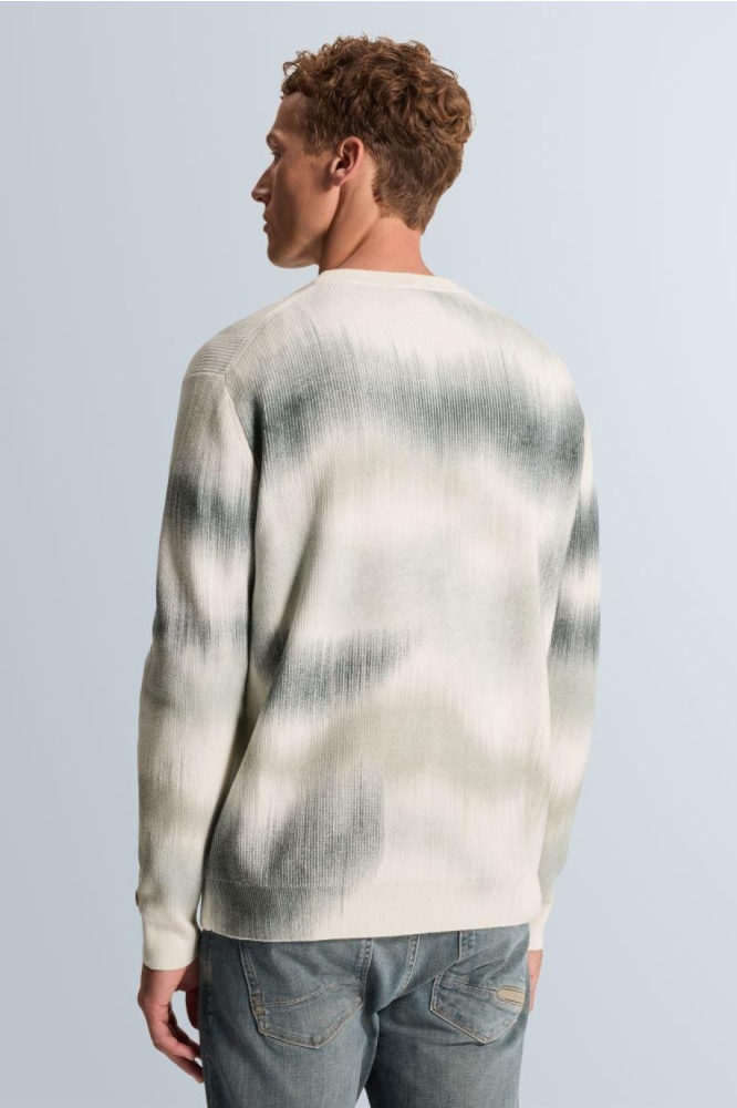 Cast Iron beige heren trui | Model achteraanzicht