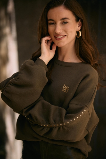 Nukus Trui OLIVIA PULLOVER STUDS NKF03071 319 moss