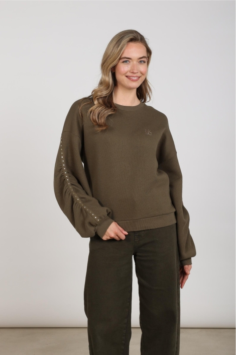 Nukus groene dames sweater | Model vooraanzicht