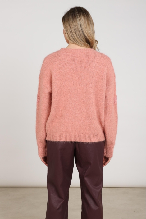 Nukus roze dames trui | Model achteraanzicht