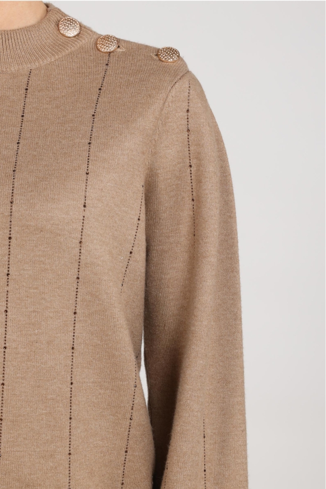 Nukus camel dames trui | Close up