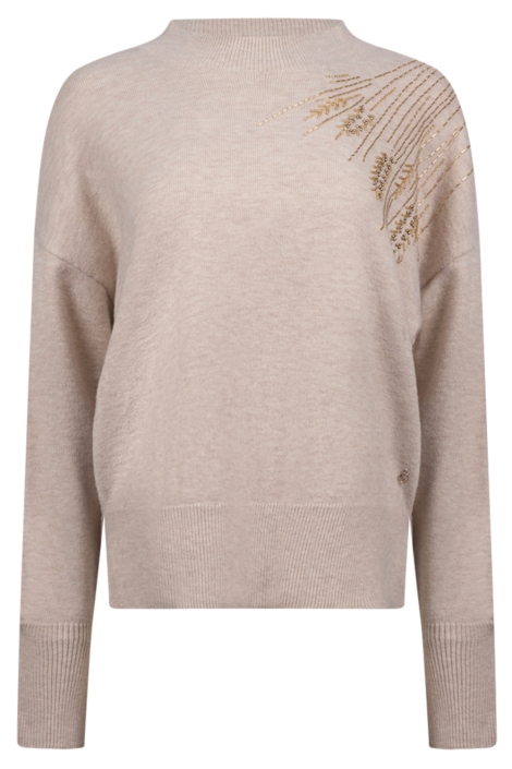 Nukus ecru dames sweater | Vooraanzicht