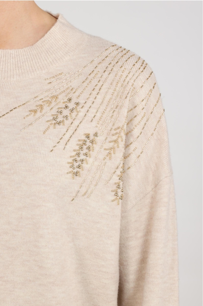 Nukus ecru dames sweater | Close up
