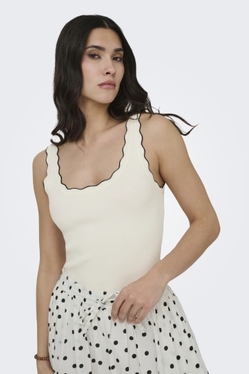 Jacqueline de Yong jdynanna s/l scallop edge top knt n Wit