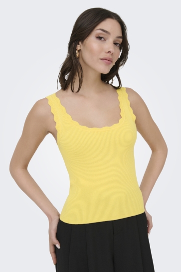 Jacqueline de Yong jdynanna s/l scallop edge top knt n Geel