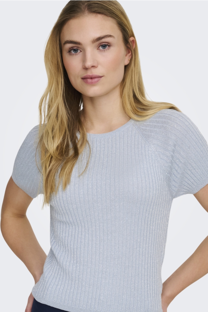 Jacqueline de Yong blauwe dames t-shirt | Model vooraanzicht