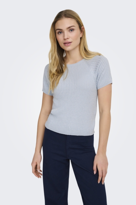 Jacqueline de Yong blauwe dames t-shirt | Model vooraanzicht