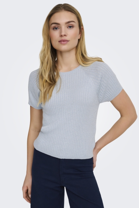 Jacqueline de Yong blauwe dames t-shirt | Model vooraanzicht