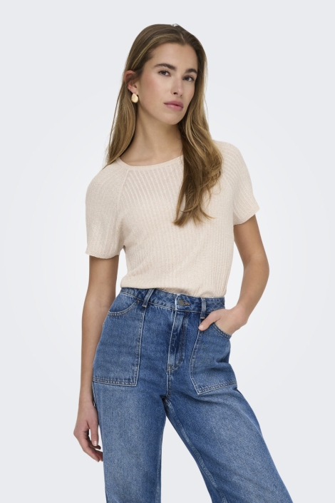 Jacqueline de Yong zand dames t-shirt | Model vooraanzicht