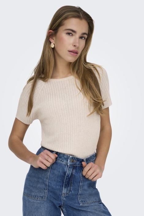 Jacqueline de Yong zand dames t-shirt | Model vooraanzicht