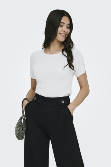 Jacqueline de Yong T-shirt JDYBODILLA S/S GLITTER PULLOVER KNT 15334641 CLOUD DANCER/W SILVER LUREX