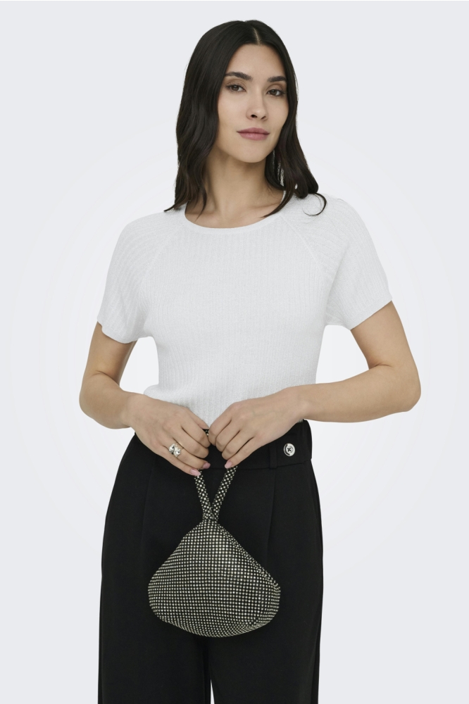 Jacqueline de Yong witte dames t-shirt | Model vooraanzicht