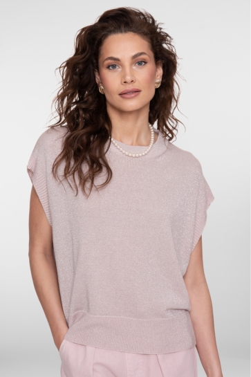 Geisha T-shirt TOP MET LUREX EN RONDE HALS 64090 70 Old Pink/Lurex