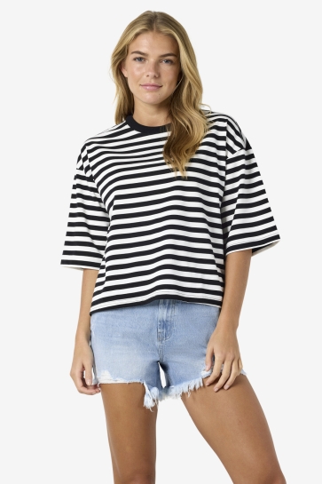 Noisy may T-shirt NMEMBER 2/4 STRIPE SWEAT NOOS 27037580 Black/CLOUD DANCER