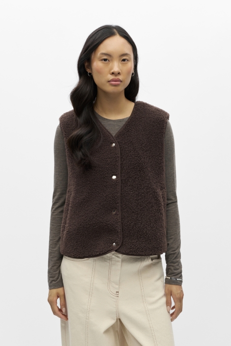 Object bruine dames gilet | Model vooraanzicht