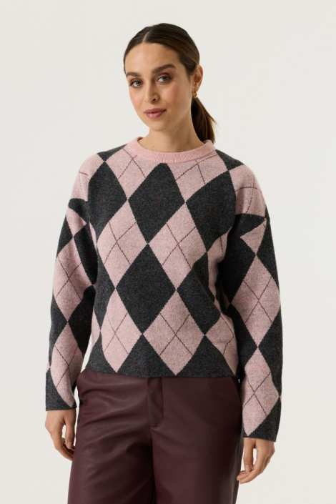 Garcia roze dames trui | Model vooraanzicht