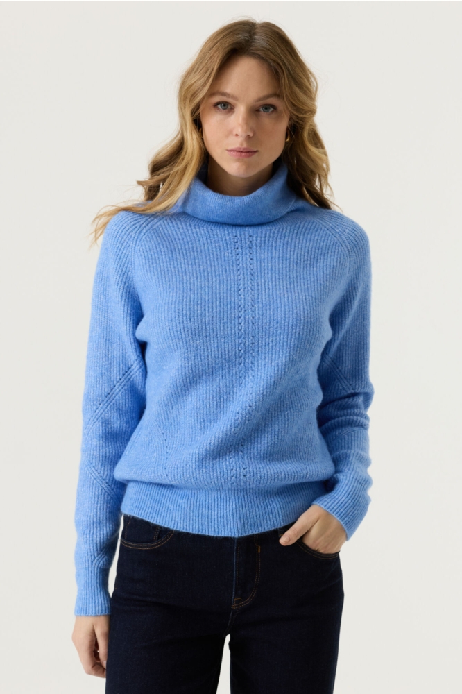 Garcia blauwe dames trui | Model vooraanzicht