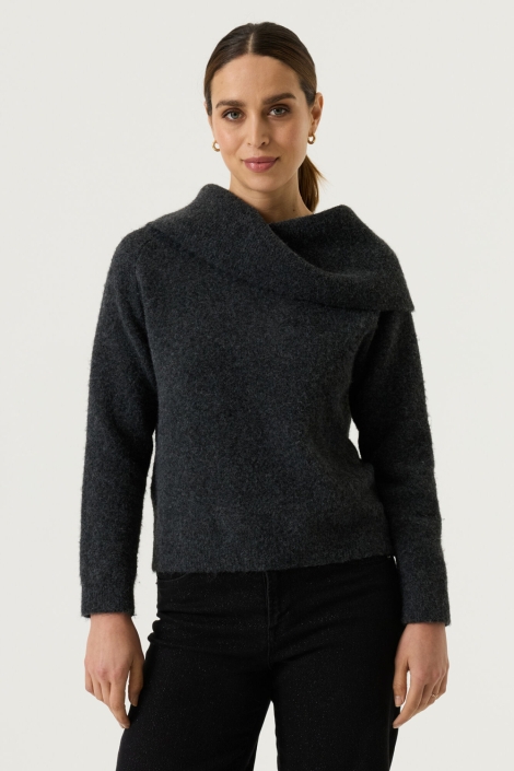 Garcia grijze dames trui | Model vooraanzicht