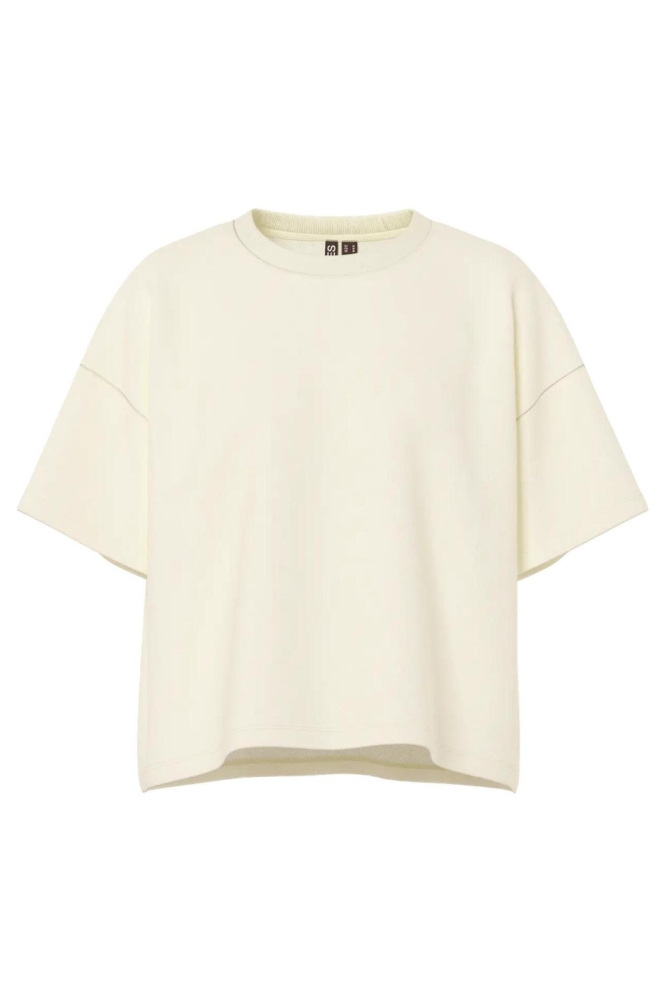 Pieces ecru dames t-shirt | Vooraanzicht