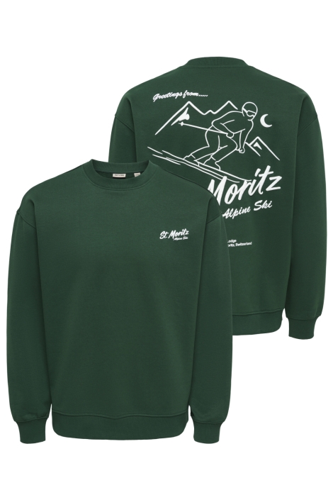 Only & Sons groene heren sweater | Vooraanzicht
