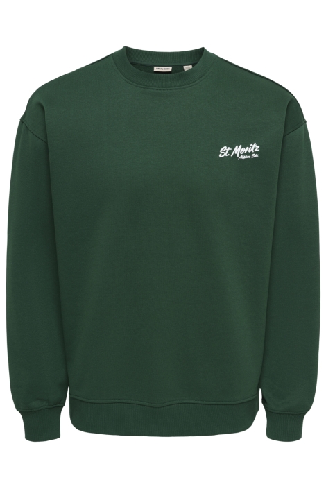 Only & Sons groene heren sweater | Vooraanzicht
