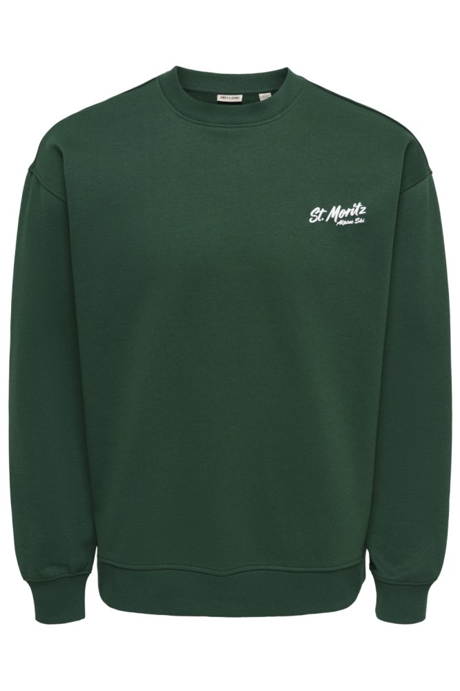 Only & Sons groene heren sweater | Vooraanzicht
