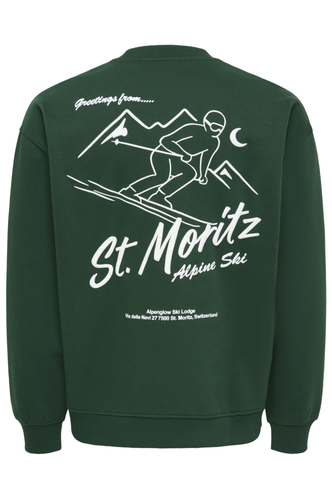Only & Sons groene heren sweater | Achteraanzicht