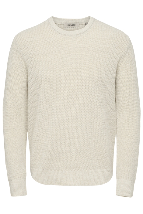Only & Sons beige heren trui | Vooraanzicht