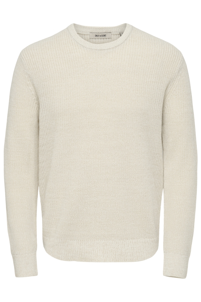 Only & Sons beige heren trui | Vooraanzicht