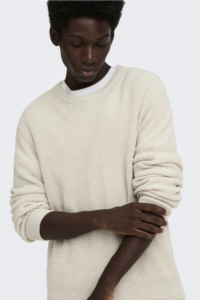 Only & Sons beige heren trui | Kleurstaal