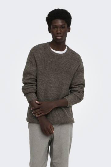 Only & Sons Trui ONSJONAS REG CREW NECK KNIT 22039894 Falcon/DEMITASSE