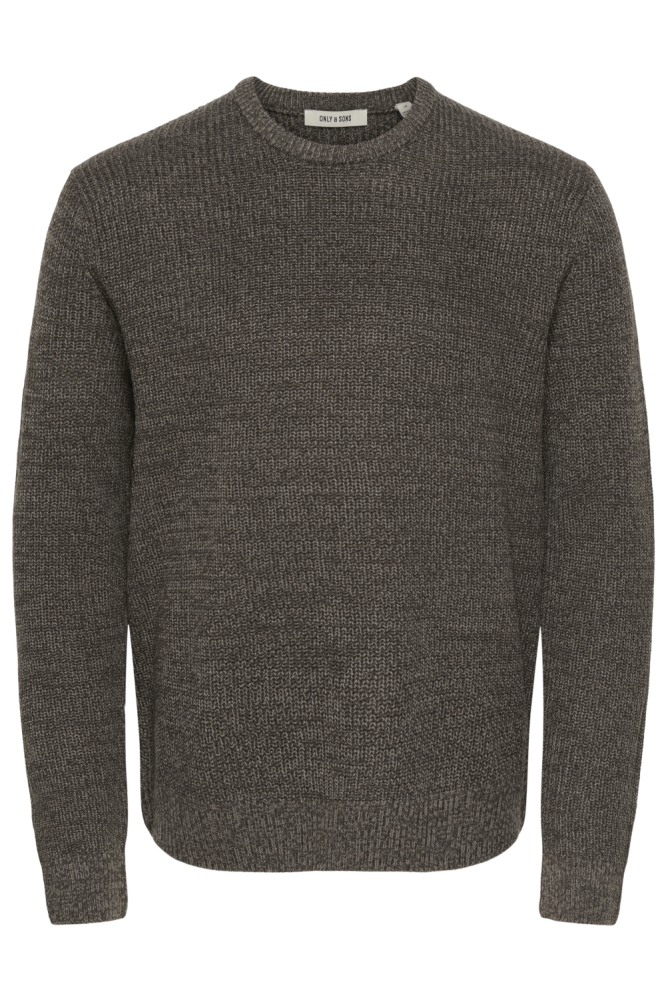 Only & Sons bruine heren trui | Vooraanzicht