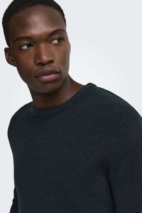 Only & Sons blauwe heren trui | Close up