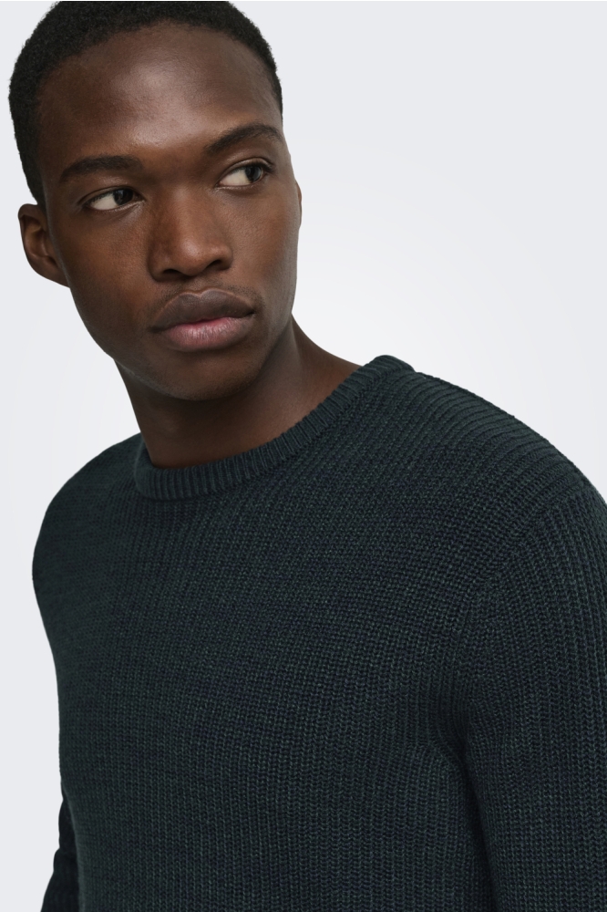 Only & Sons blauwe heren trui | Close up