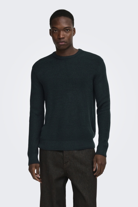 Only & Sons blauwe heren trui | Model vooraanzicht