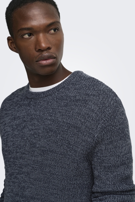 Only & Sons blauwe heren trui | Close up