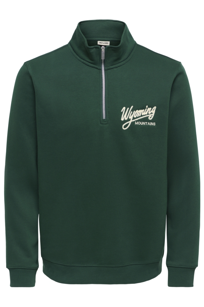 Only & Sons groene heren sweater | Vooraanzicht
