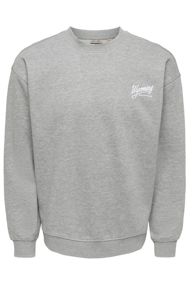Only & Sons grijze heren sweater | Vooraanzicht