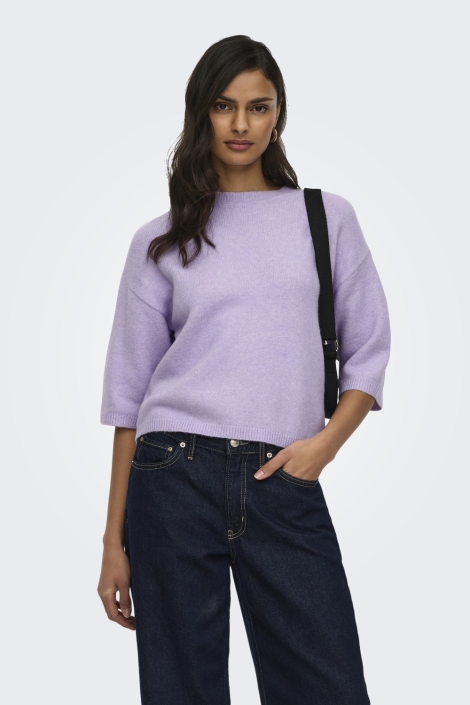 Jacqueline de Yong paarse dames trui | Model vooraanzicht