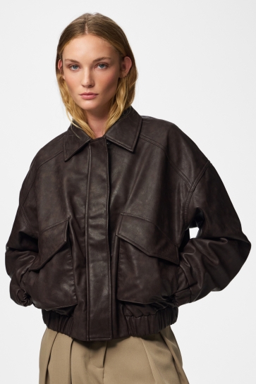 Pieces Jas PCARIANA BOMBER JACKET WB 17165722 Chicory Coffe