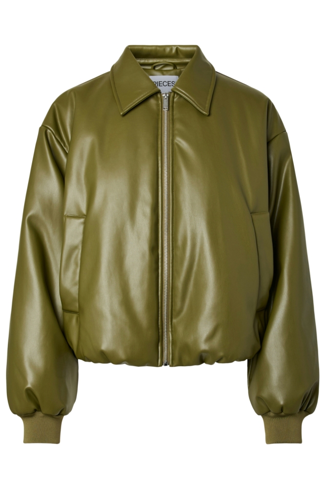 Pieces groene dames jas | Vooraanzicht