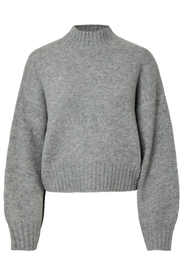 Pieces pcaico ls short high neck knit bc Grijs