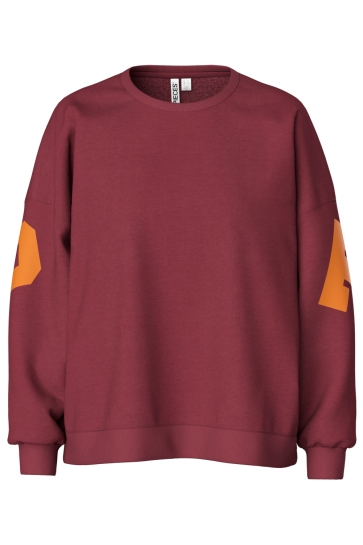 Pieces Trui PCFANY LS O-NECK OVERSIZED SWEAT JR 17164992 Tawny Port/TOKYO