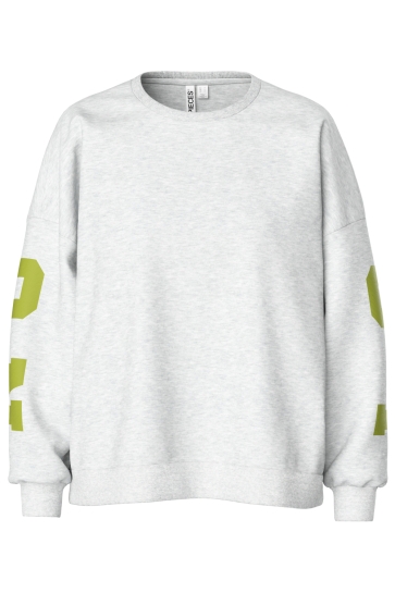 Pieces Trui PCFANY LS O-NECK OVERSIZED SWEAT JR 17164992 Light Grey Mela/LONDON