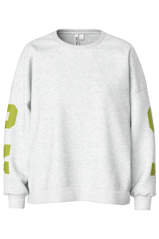 Pieces grijze dames sweater | Vooraanzicht